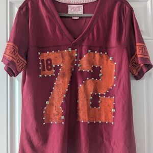 PINK Victoria's Secret Hokies Maroon V-Neck Jersey
